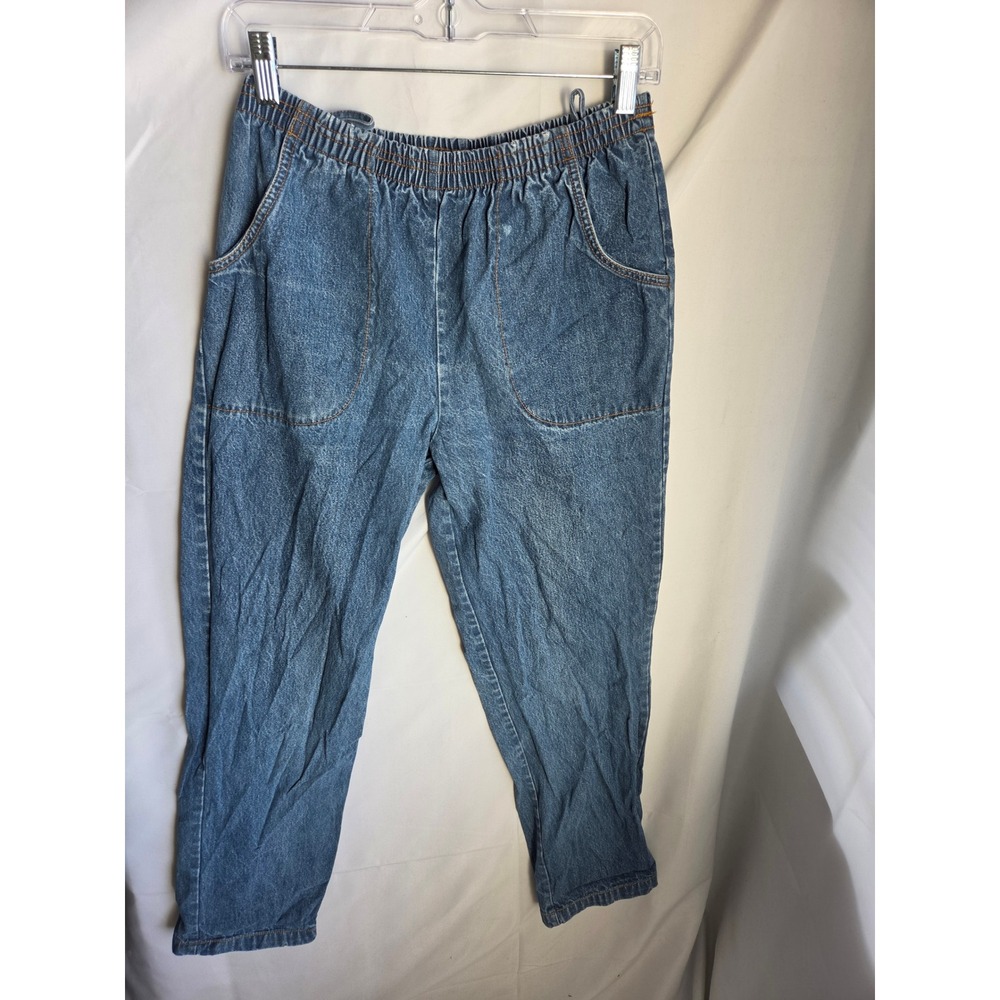Blair Womens Medium Wash Elastic Waist Denim Pull On Pants Blue